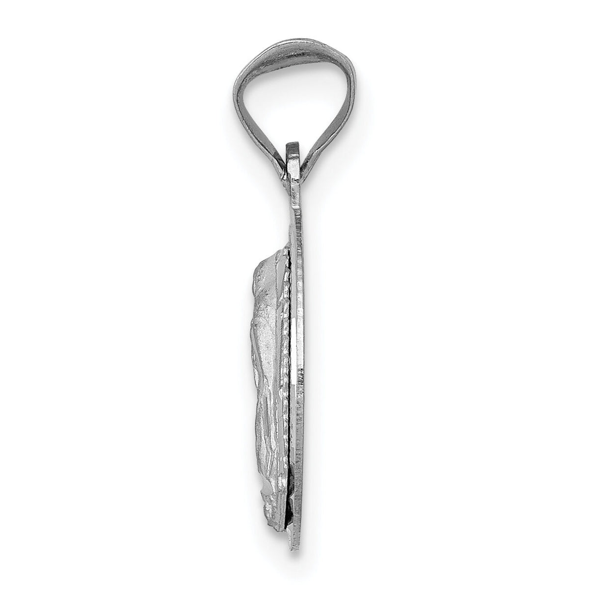 14k White Gold Our Lady of Guadalupe Semi-solid Round Pendant-K6336