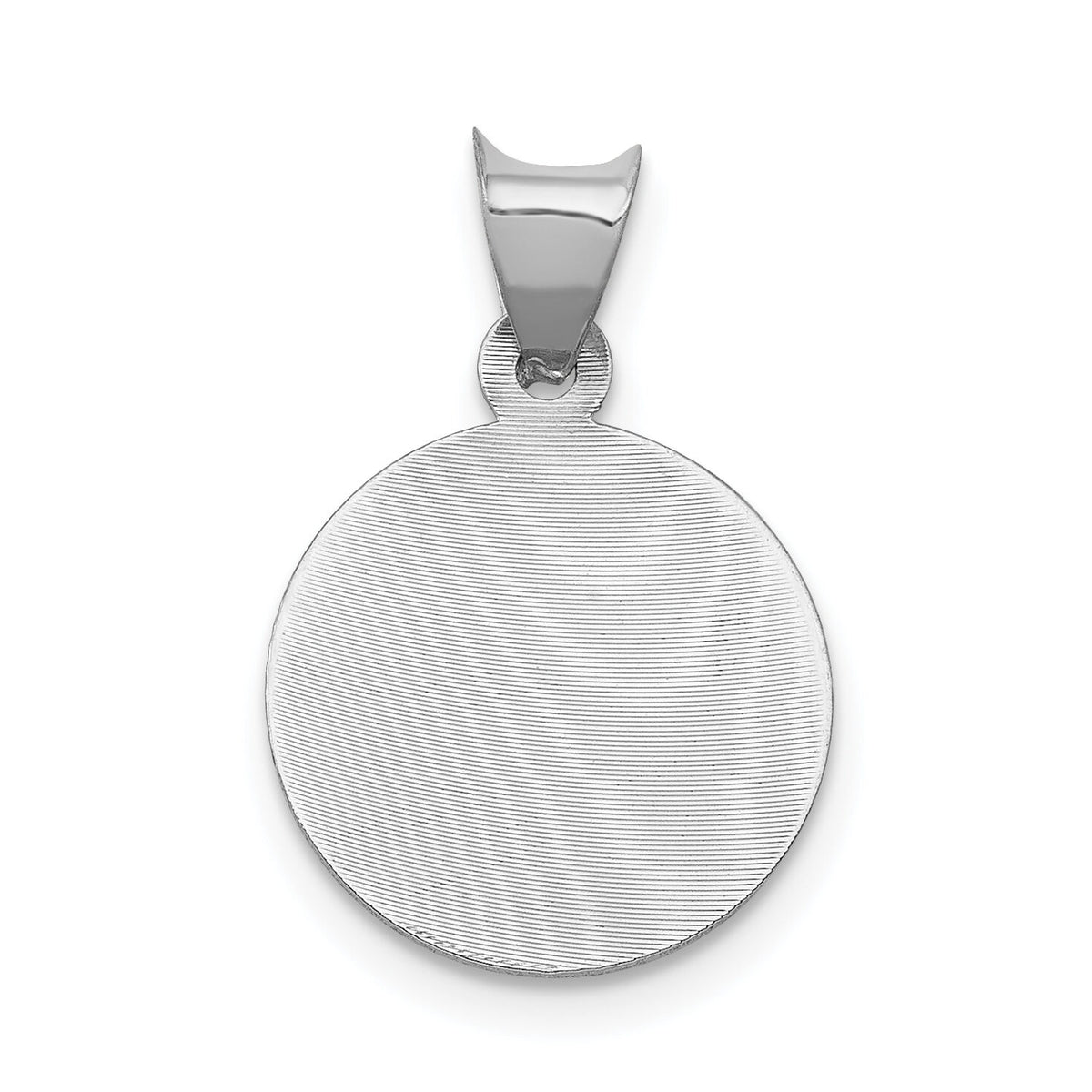 14k White Gold Our Lady of Guadalupe Semi-solid Round Pendant-K6336