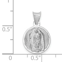 14k White Gold Our Lady of Guadalupe Semi-solid Round Pendant-K6336
