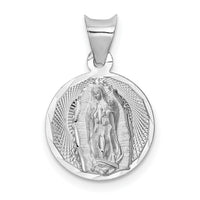 14k White Gold Our Lady of Guadalupe Semi-solid Round Pendant-K6336
