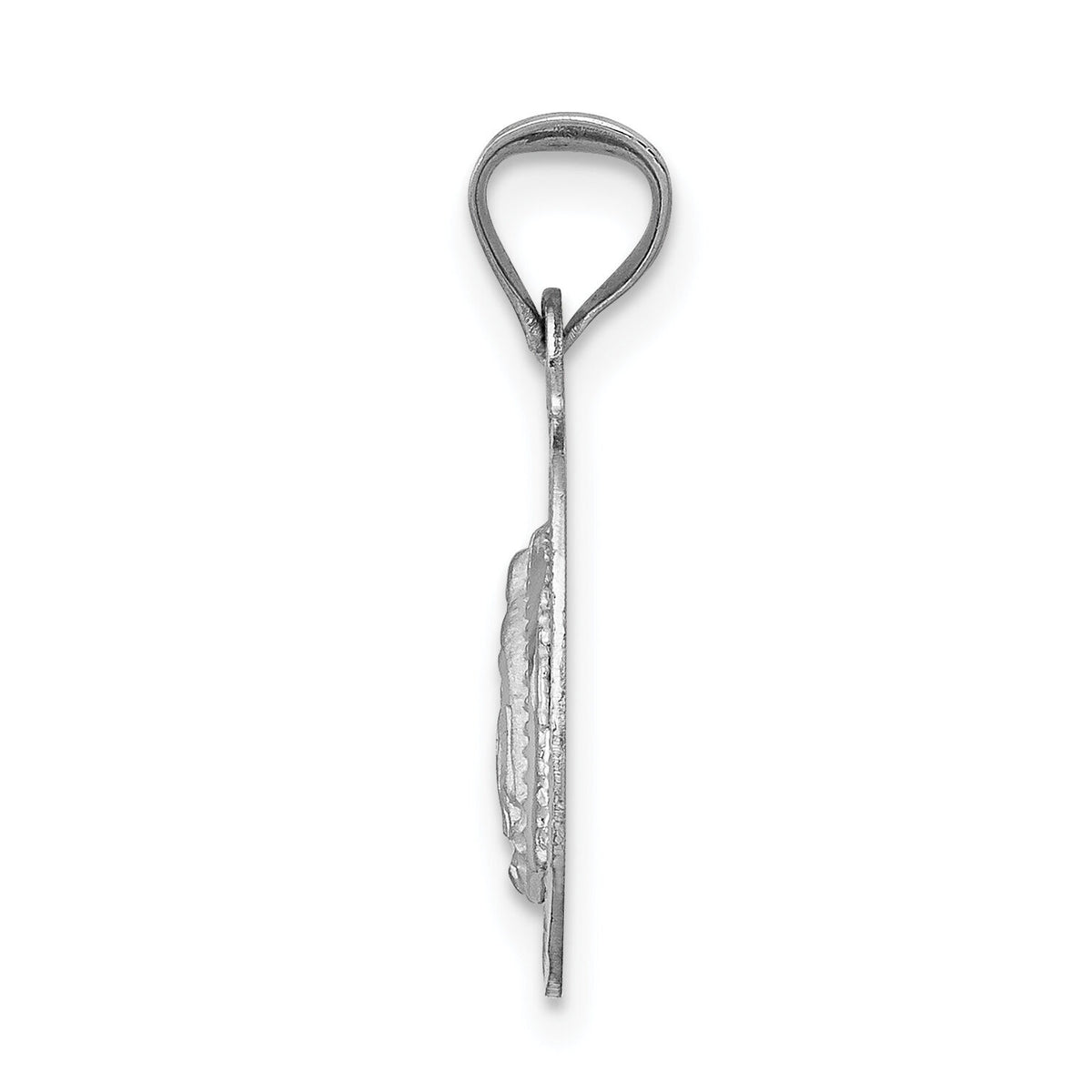 14k White Gold Our Lady of Guadalupe Semi-solid Oval Pendant-K6337