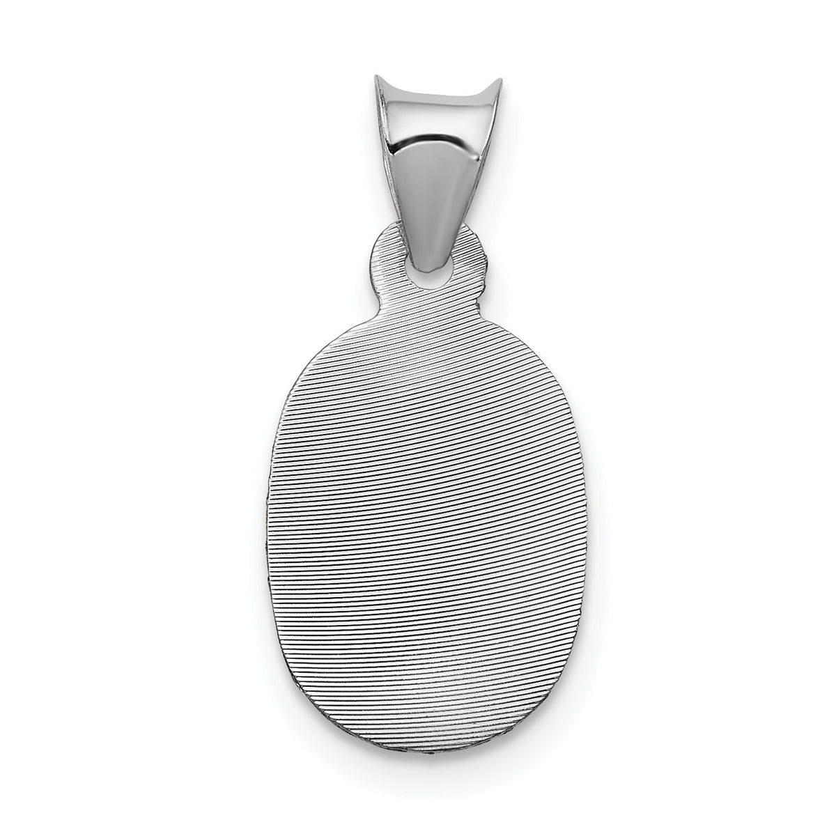 14k White Gold Our Lady of Guadalupe Semi-solid Oval Pendant-K6337