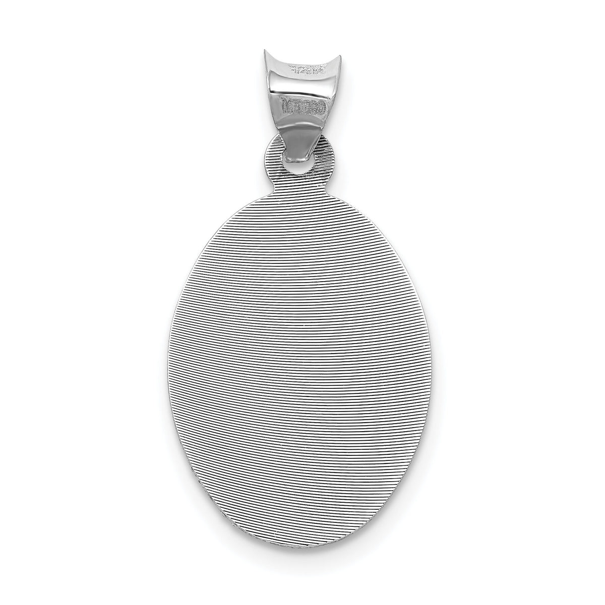 14k White Gold Our Lady of Guadalupe Semi-solid Oval Pendant-K6338