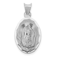 14k White Gold Our Lady of Guadalupe Semi-solid Oval Pendant-K6338
