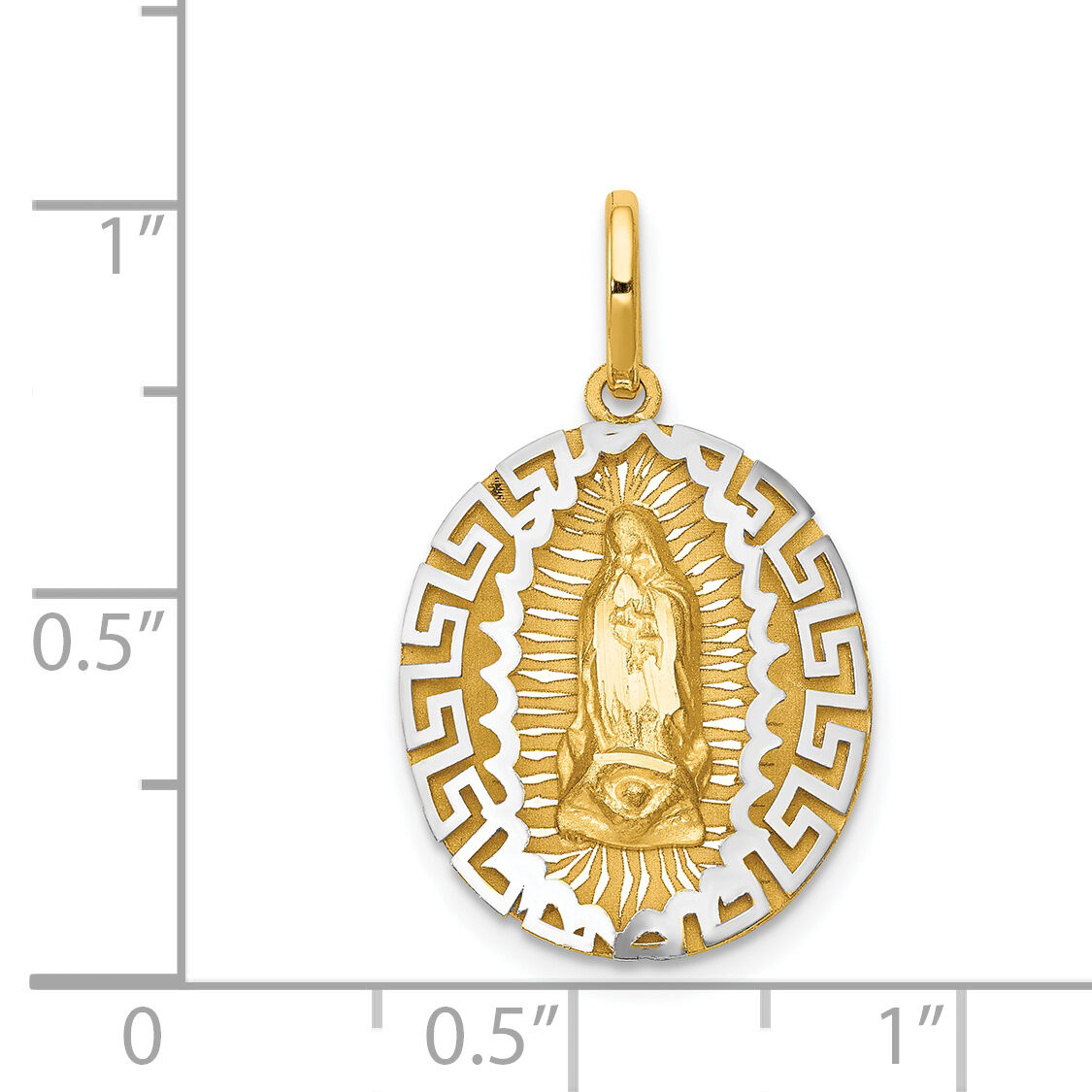 14k Two-Tone Our Lady Of Guadalupe Semi-solid Pendant-K6340