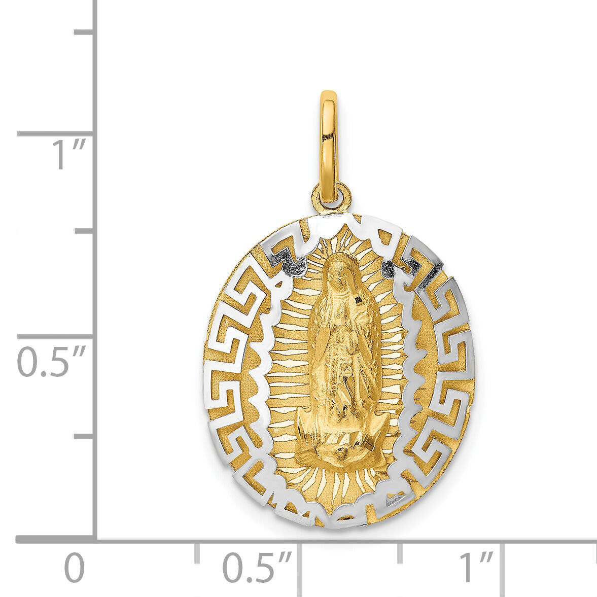 14k Two-Tone Our Lady Of Guadalupe Semi-solid Pendant-K6341