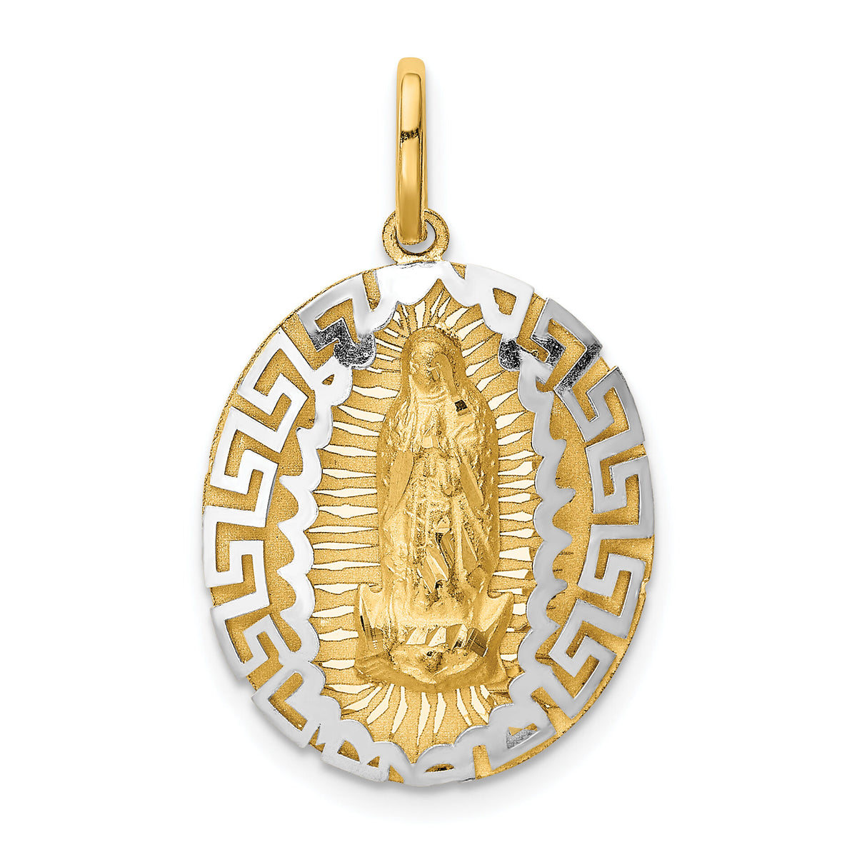 14k Two-Tone Our Lady Of Guadalupe Semi-solid Pendant-K6341