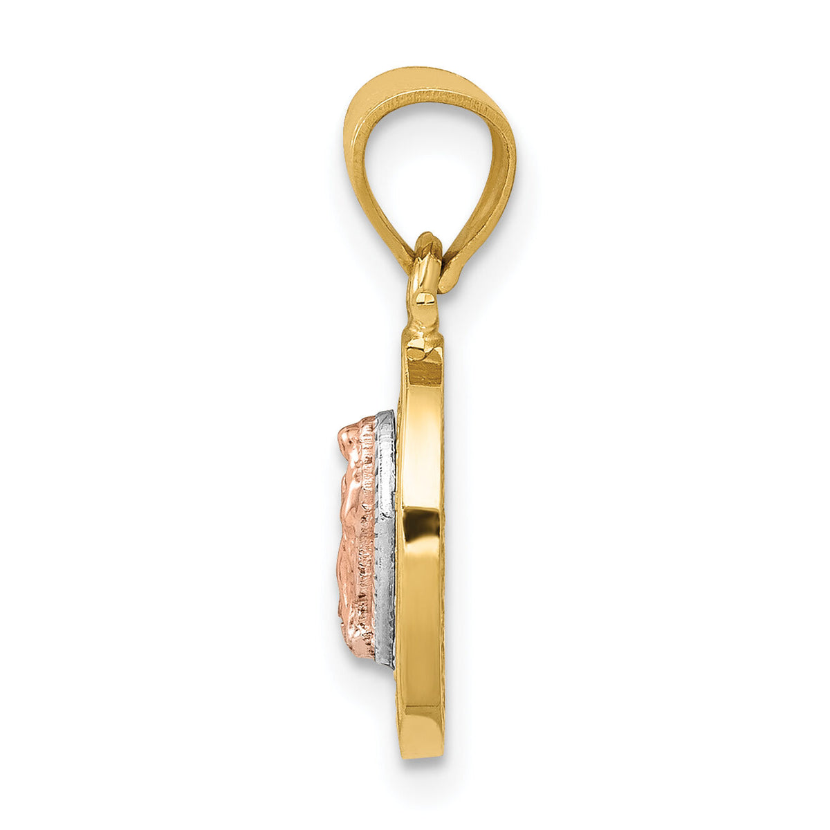 14K Two-Tone w/White Rhodium D/C CZ Lady Guadalupe Pendant-K6345