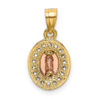 14K Two-Tone w/White Rhodium D/C CZ Lady Guadalupe Pendant-K6345
