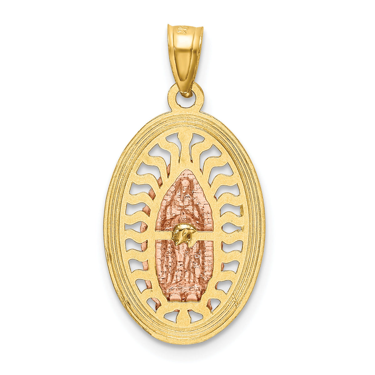 14K Two-tone w/White Rhodium D/C Lady of Guadalupe Charm-K6349