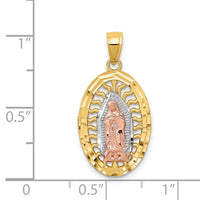 14K Two-tone w/White Rhodium D/C Lady of Guadalupe Charm-K6349