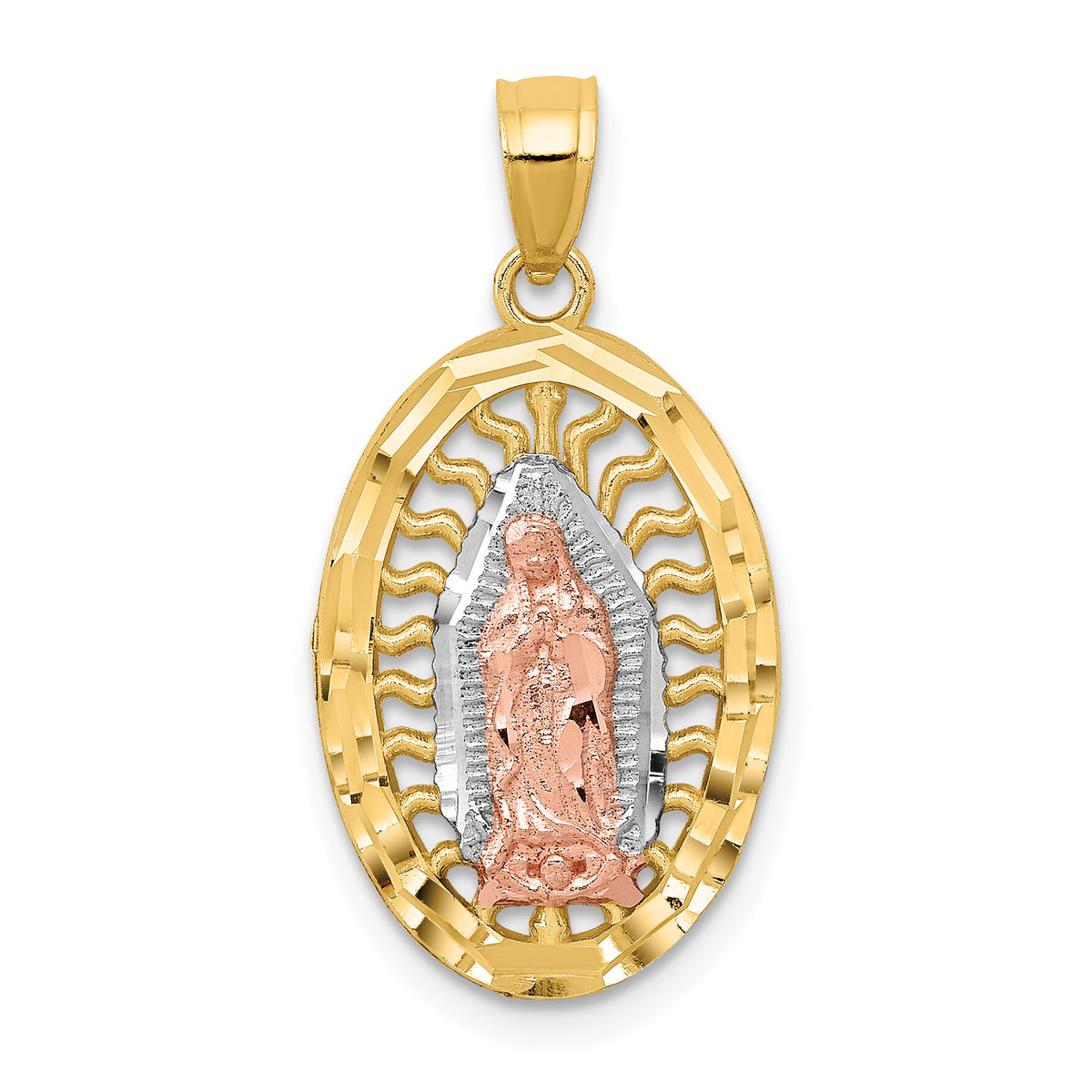 14K Two-tone w/White Rhodium D/C Lady of Guadalupe Charm-K6349