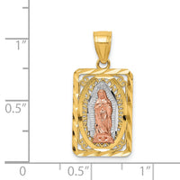 14k Two-tone w/White Rhodium D/C Lady of Guadalupe Pendant-K6350