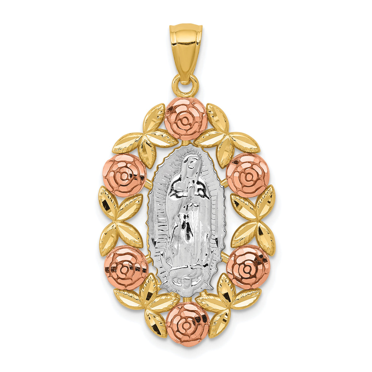 14K Two-Tone w/White Rhodium Lady Of Guadalupe Pendant-K6351