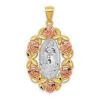 14K Two-Tone w/White Rhodium Lady Of Guadalupe Pendant-K6351