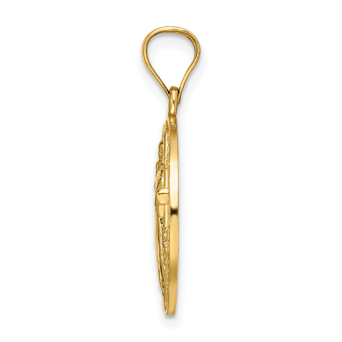 14k San Benito 2 Sided Round Pendant-K6354