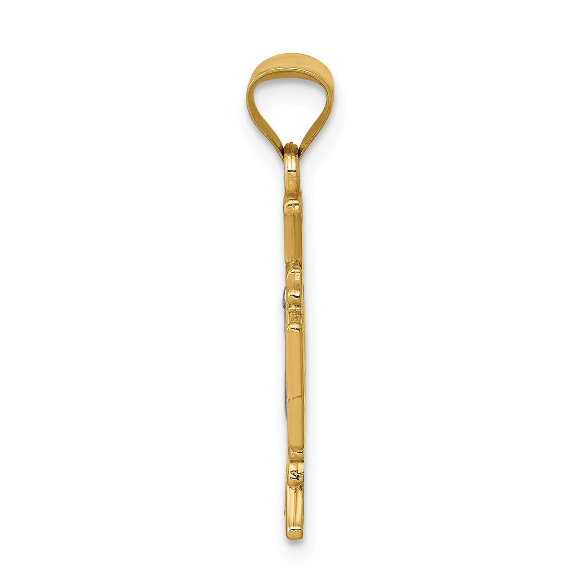 14K w/Rhodium St. Benedict Semi-solid Pendant-K6356