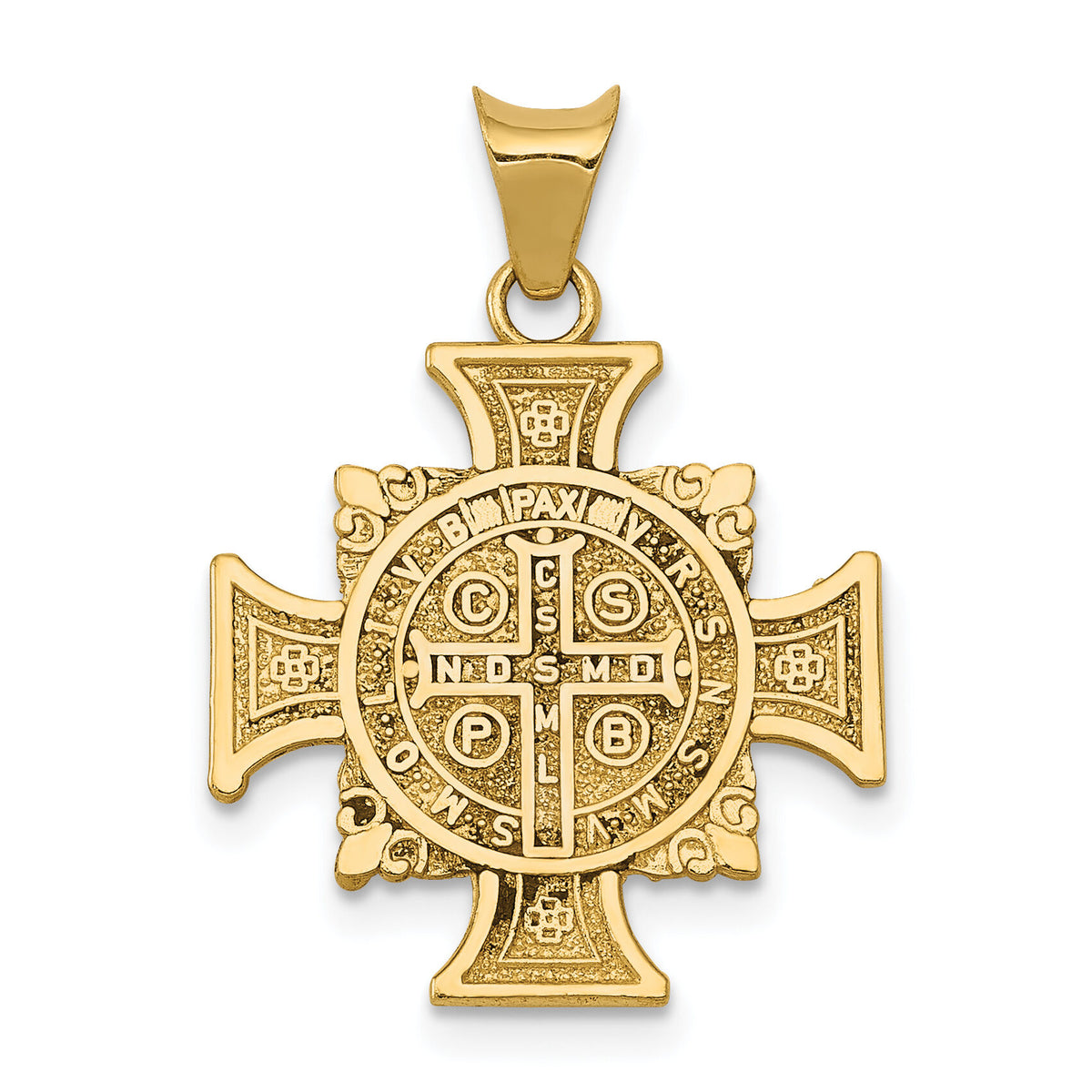 14K w/Rhodium St. Benedict Semi-solid Pendant-K6356