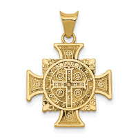 14K w/Rhodium St. Benedict Semi-solid Pendant-K6356