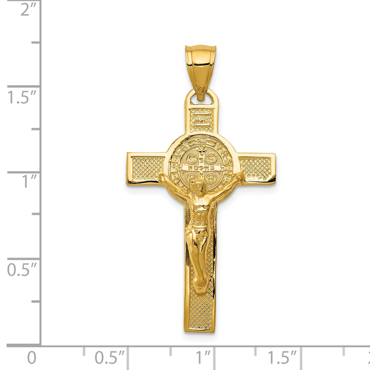 14k San Benito 2-Sided Crucifix Pendant-K6359