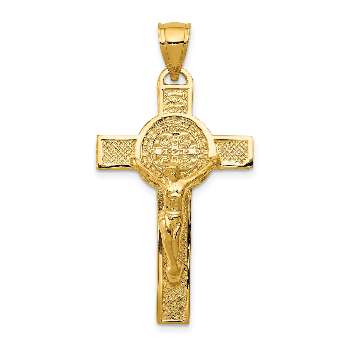 14k San Benito 2-Sided Crucifix Pendant-K6359