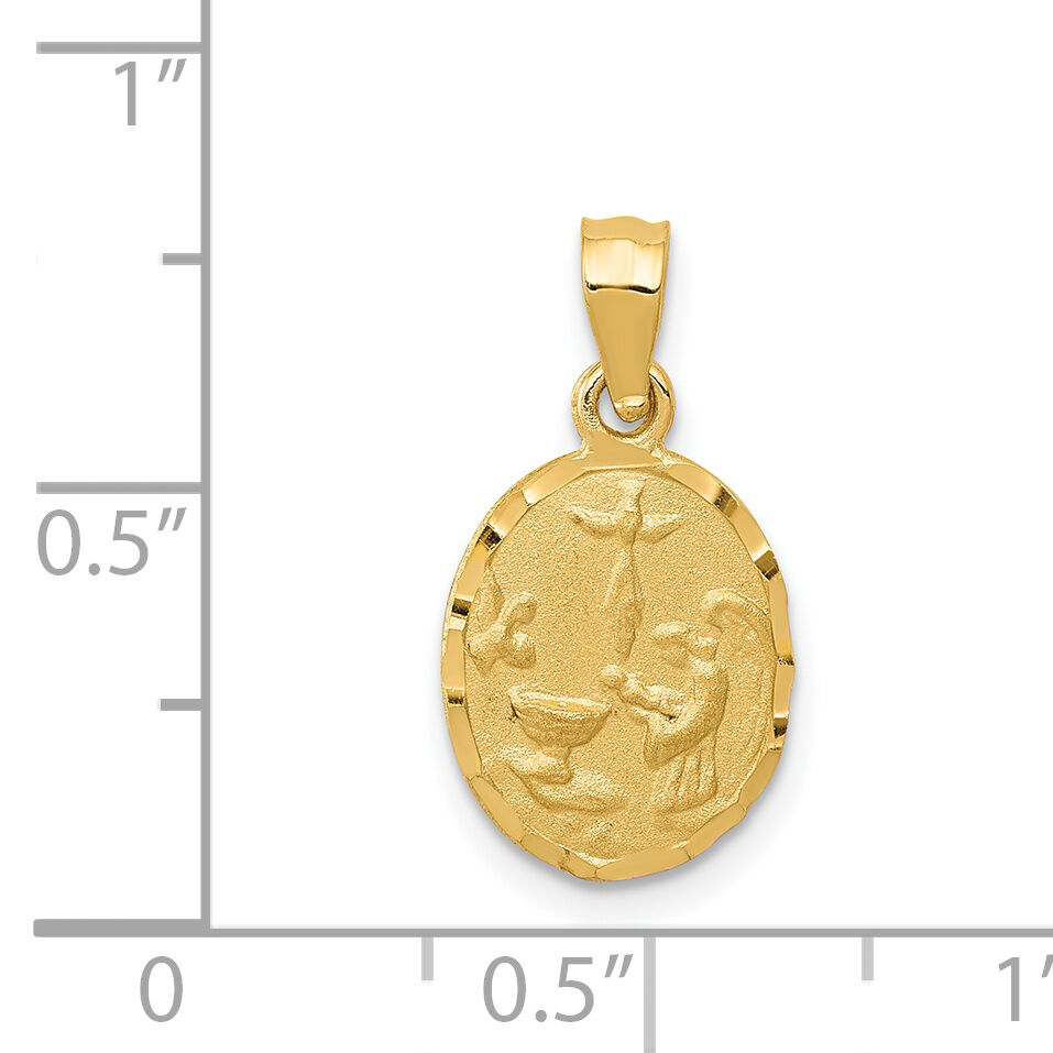 14K Satin / Diamond-Cut Baptism Pendant-K6361