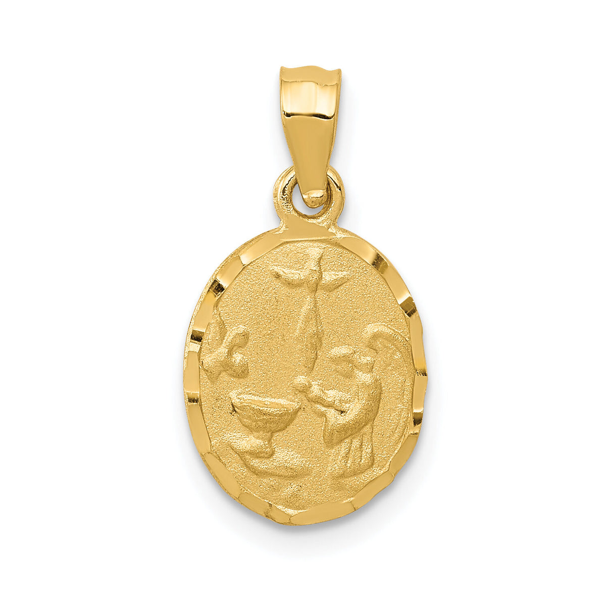 14K Satin / Diamond-Cut Baptism Pendant-K6361