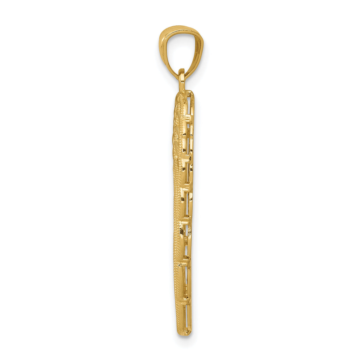 14K w/ Rhodium Polished Two Level Angel Wing Pendant-K6369