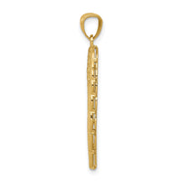 14K w/ Rhodium Polished Two Level Angel Wing Pendant-K6369