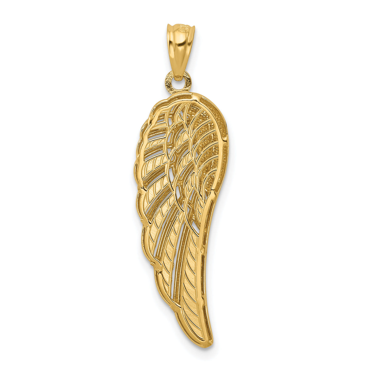 14K w/ Rhodium Polished Two Level Angel Wing Pendant-K6369