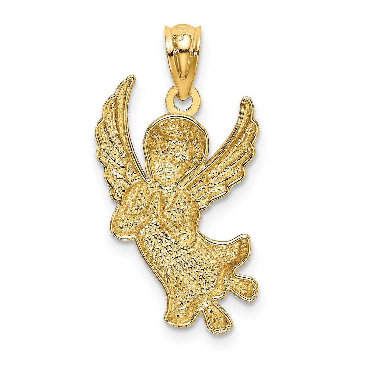 14k w/Rhodium Diamond-cut Praying Angel Pendant-K6372
