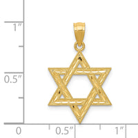 14k Diamond-cut Polished Star of David Pendant-K6374