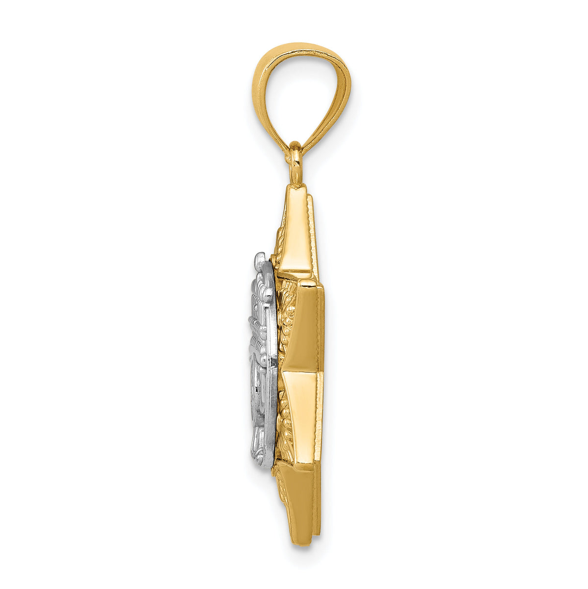 14K Two-Tone Star Of David and Menorah Pendant-K6376