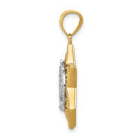 14K Two-Tone Star Of David and Menorah Pendant-K6376