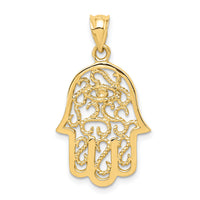 14k Polished Filigree Hamsa Pendant-K6378