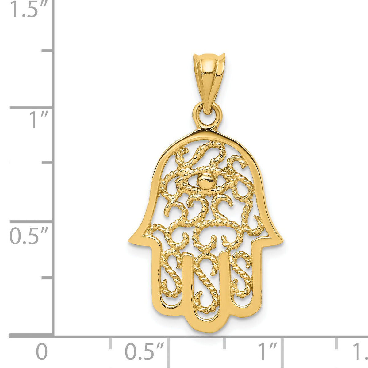 14k Polished Filigree Hamsa Pendant-K6378