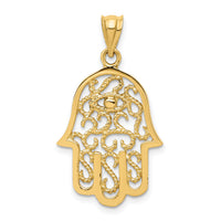 14k Polished Filigree Hamsa Pendant-K6378