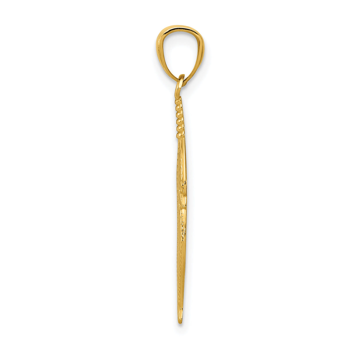 14k Polished Feather Pendant-K6382