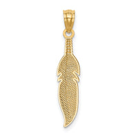 14k Polished Feather Pendant-K6382