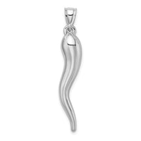 14k White Gold Hollow 3D Italian Horn Pendant-K6385