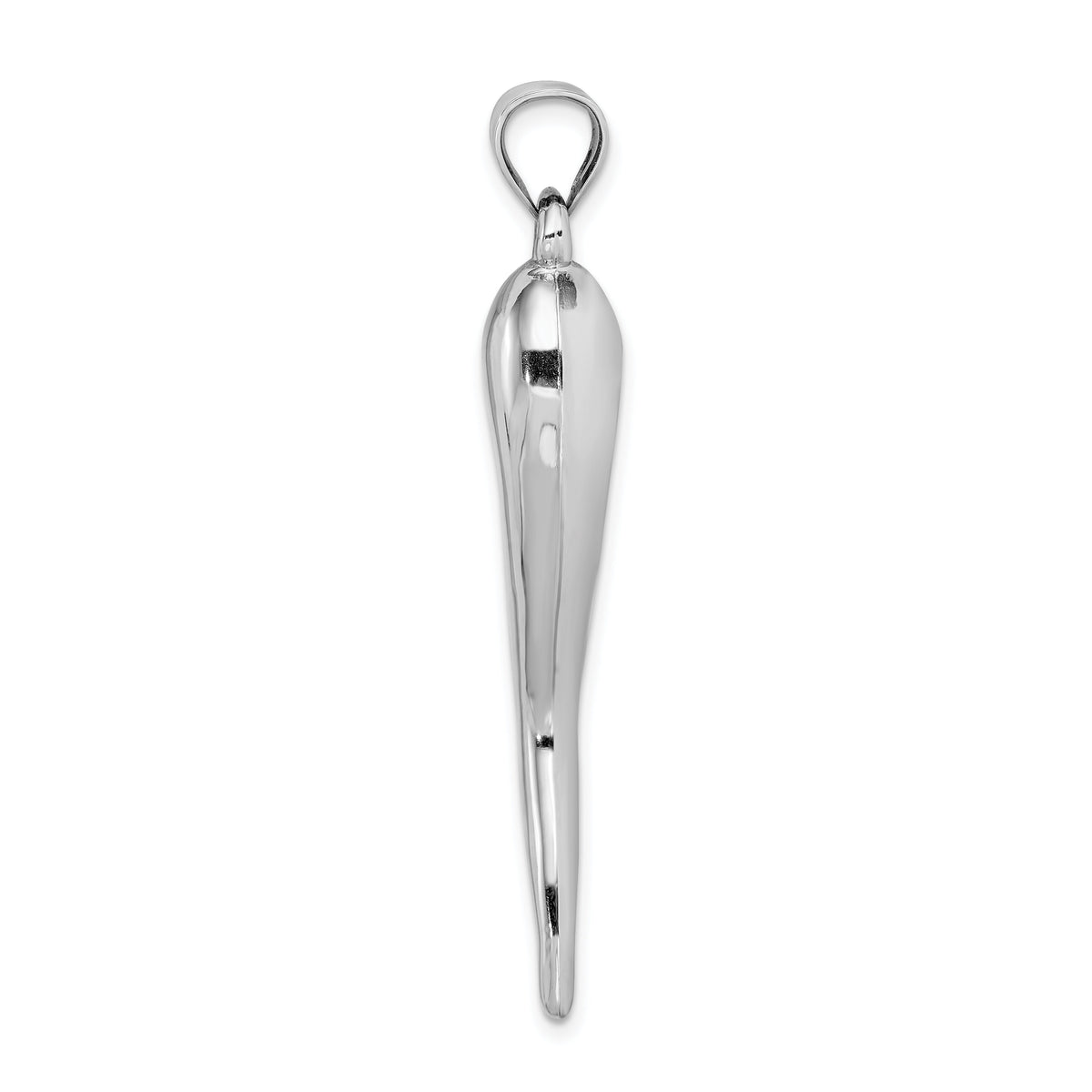 14k White Gold Hollow 3D Italian Horn Pendant-K6386