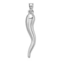 14k White Gold Hollow 3D Italian Horn Pendant-K6386