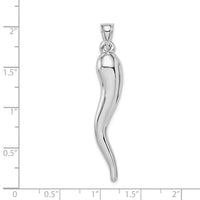 14k White Gold Hollow 3D Italian Horn Pendant-K6386