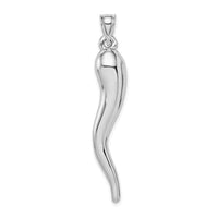 14k White Gold Hollow 3D Italian Horn Pendant-K6386