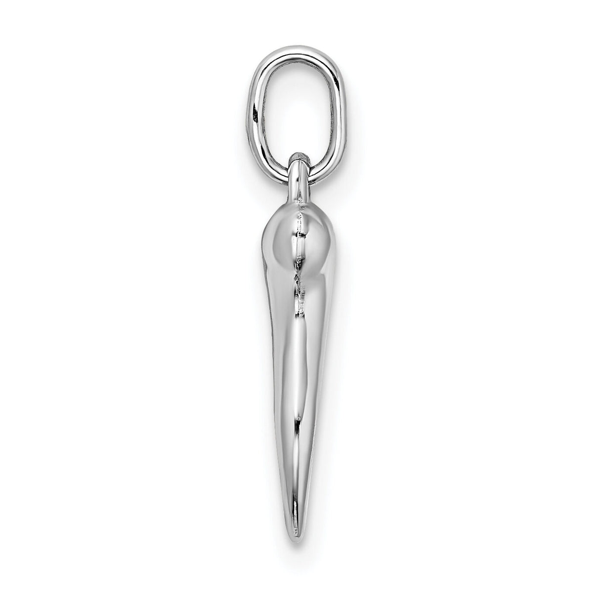 14k White Gold Hollow Italian Horn Pendant-K6387