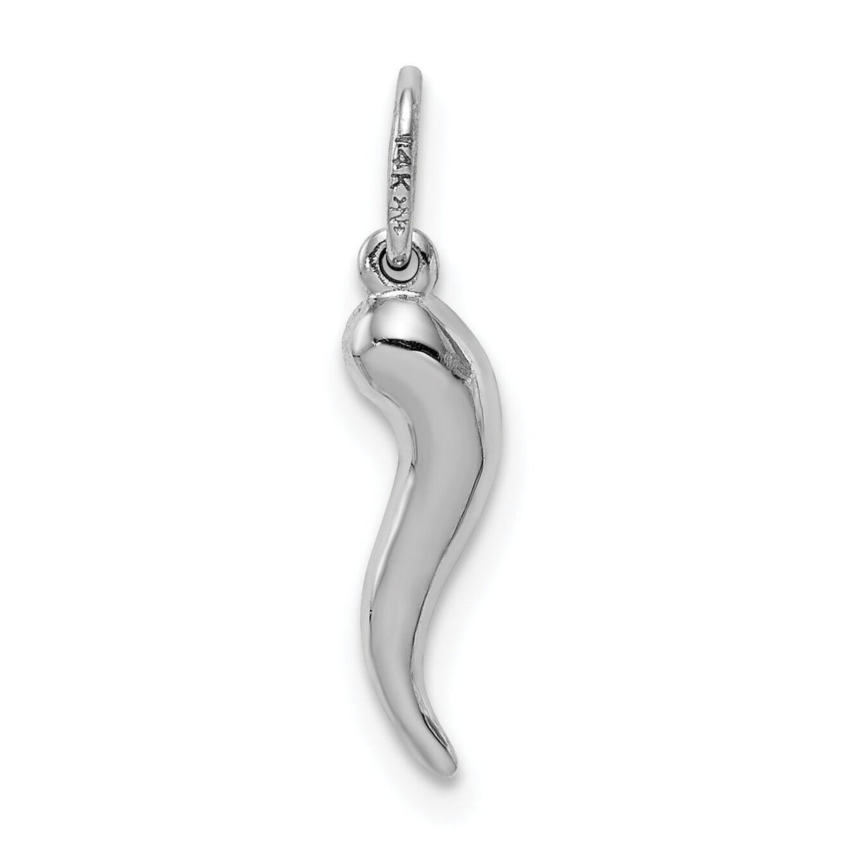 14k White Gold Hollow Italian Horn Pendant-K6387