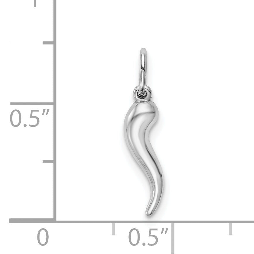 14k White Gold Hollow Italian Horn Pendant-K6387
