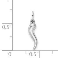 14k White Gold Hollow Italian Horn Pendant-K6387