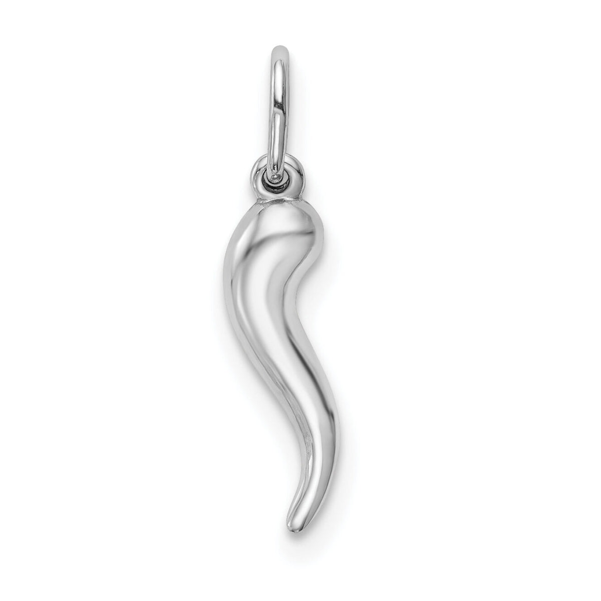 14k White Gold Hollow Italian Horn Pendant-K6387