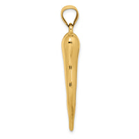14k Hollow 3D Italian Horn Pendant-K6388